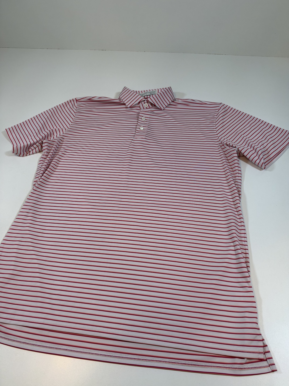 Holderness & Bourne Polo Shirt Mens L Red Striped Sutton Golf Stretch Jersey